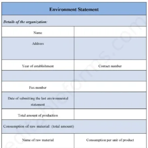 Environment Statement Fillable PDF Form