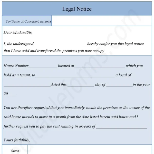 Legal Notice Fillable PDF Form