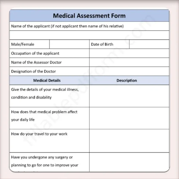 Medical Assessment Fillable PDF Form