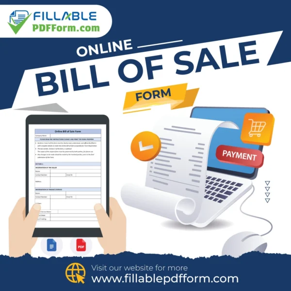 Online Bill of Sale Fillable PDF Form