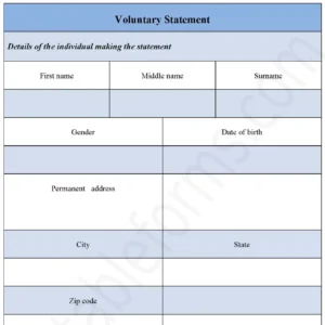 Voluntary Statement Fillable PDF Form