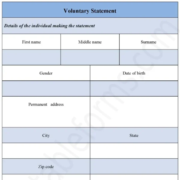 Voluntary Statement Fillable PDF Form