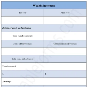 Wealth Statement Fillable PDF From