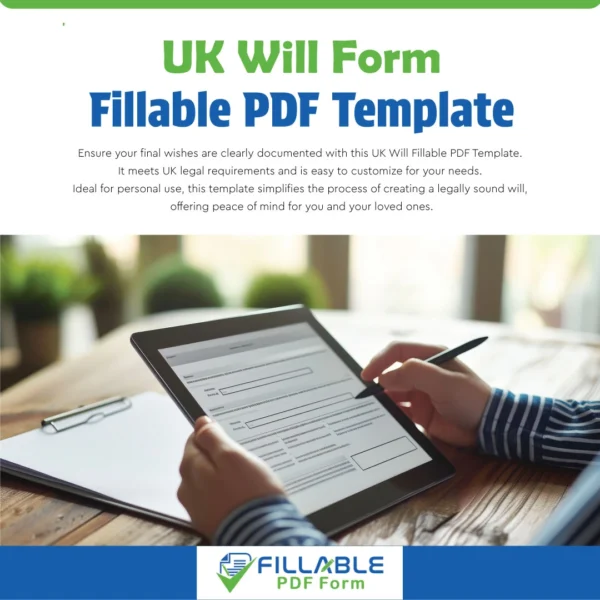 UK Will Fillable PDF Form