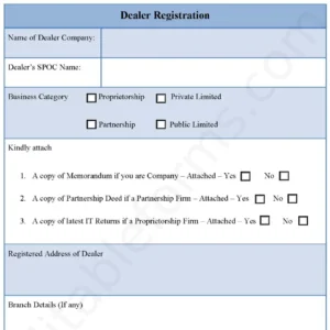 Dealer Registration Fillable PDF Form