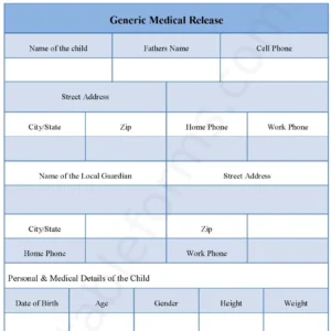 Generic Medical Release Fillable PDF Form