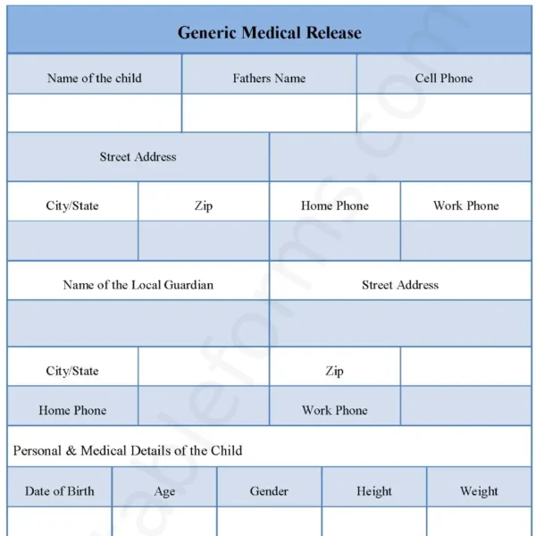 Generic Medical Release Fillable PDF Form