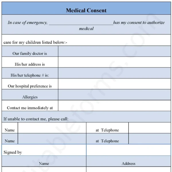 Medical Consent Fillable PDF Form