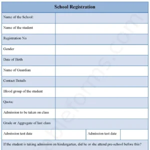 School Registration Fillable PDF Form