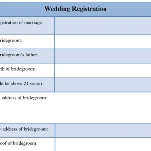 Wedding Registration Fillable PDF Form