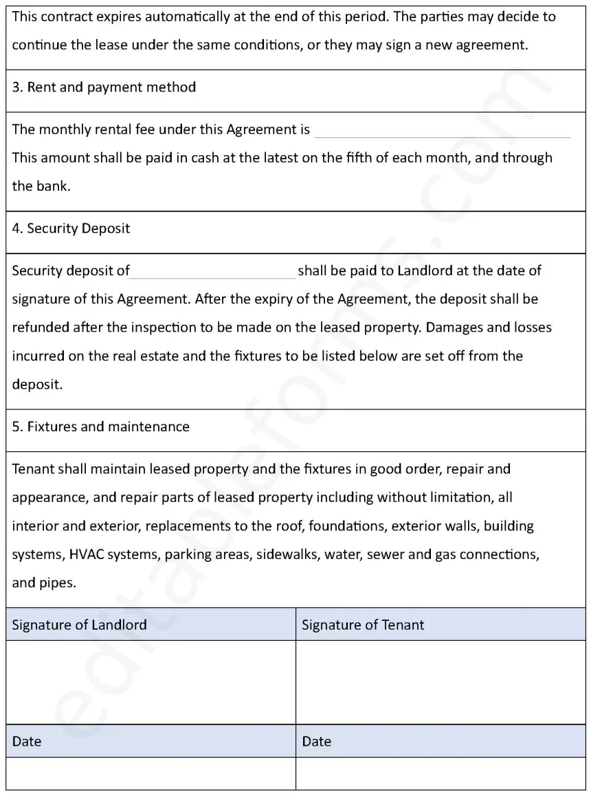 Basic Rental Agreement Fillable PDF Form