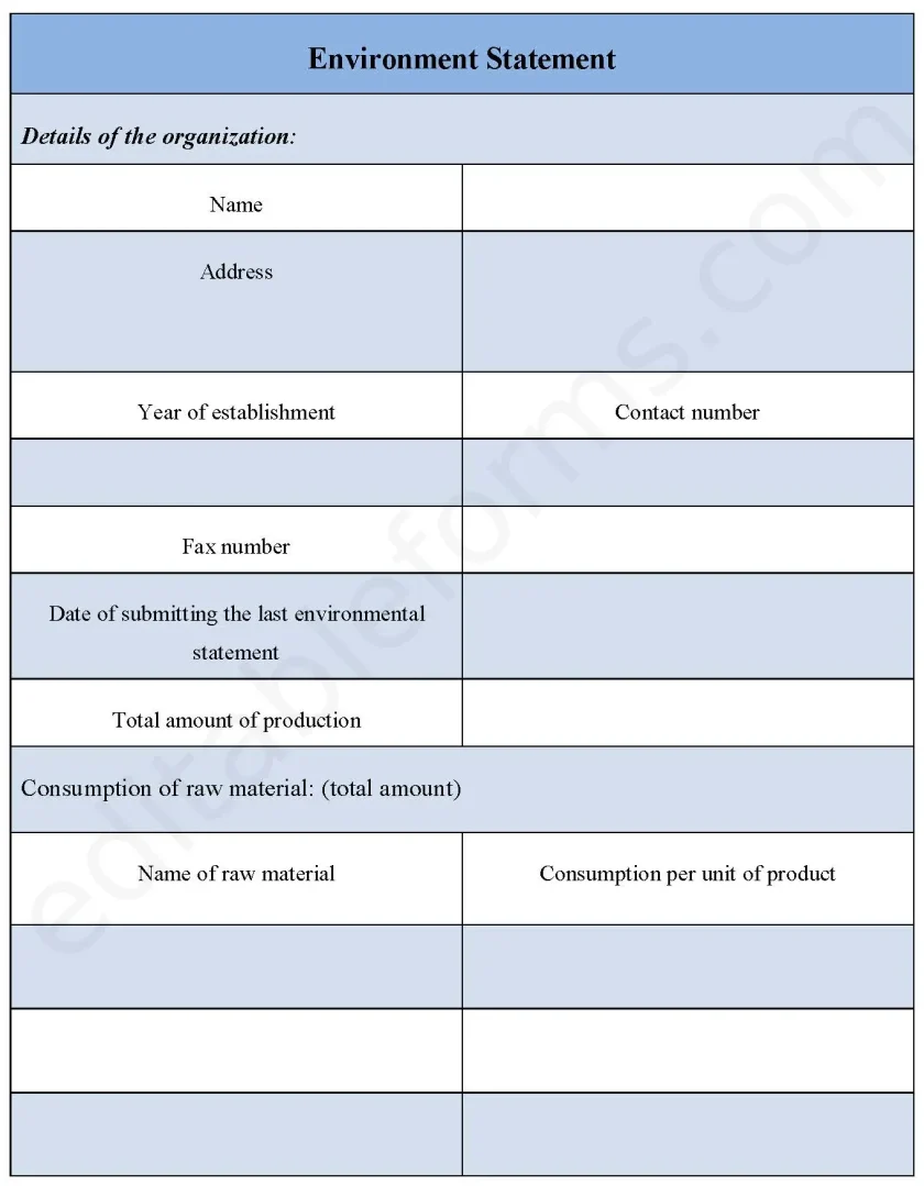 Environment Statement Template