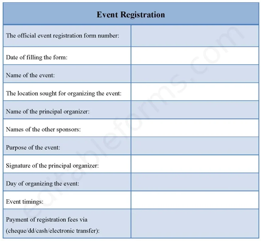 Event Registration Fillable PDF Form