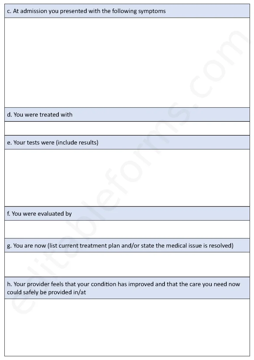 Hospital Discharge Fillable PDF Form