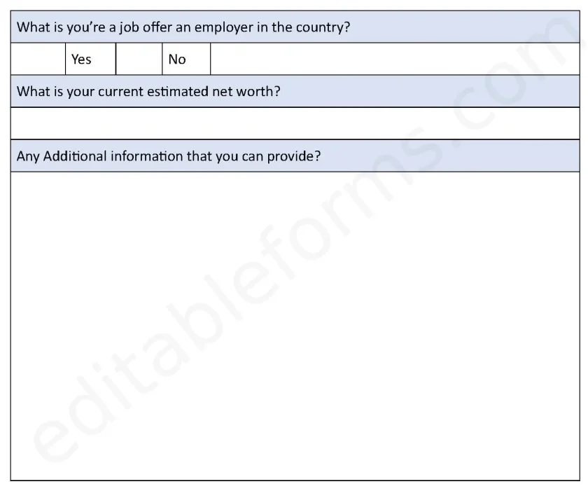 Immigration Assessment Fillable PDF Form