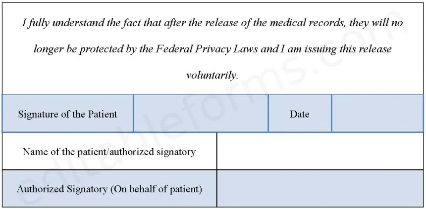 Medical Document Release Fillable PDF Form