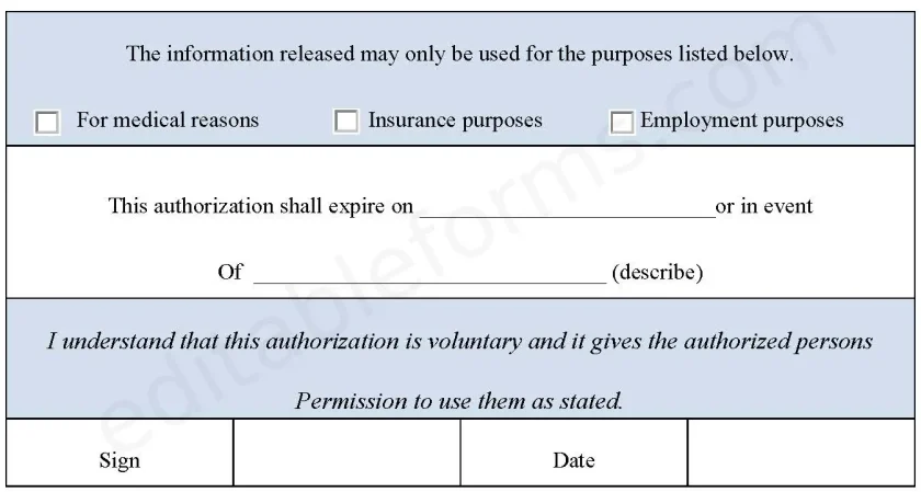 Medical Records Release Fillable PDF Form