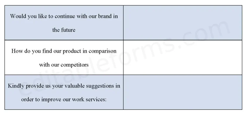 Sample survey Fillable PDF Form